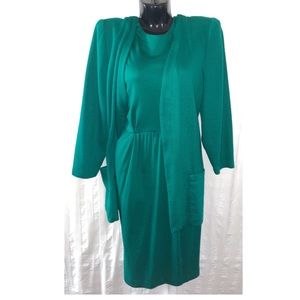 Vintage Bottega Hunter Green Dress and Blazer Set, size M/L